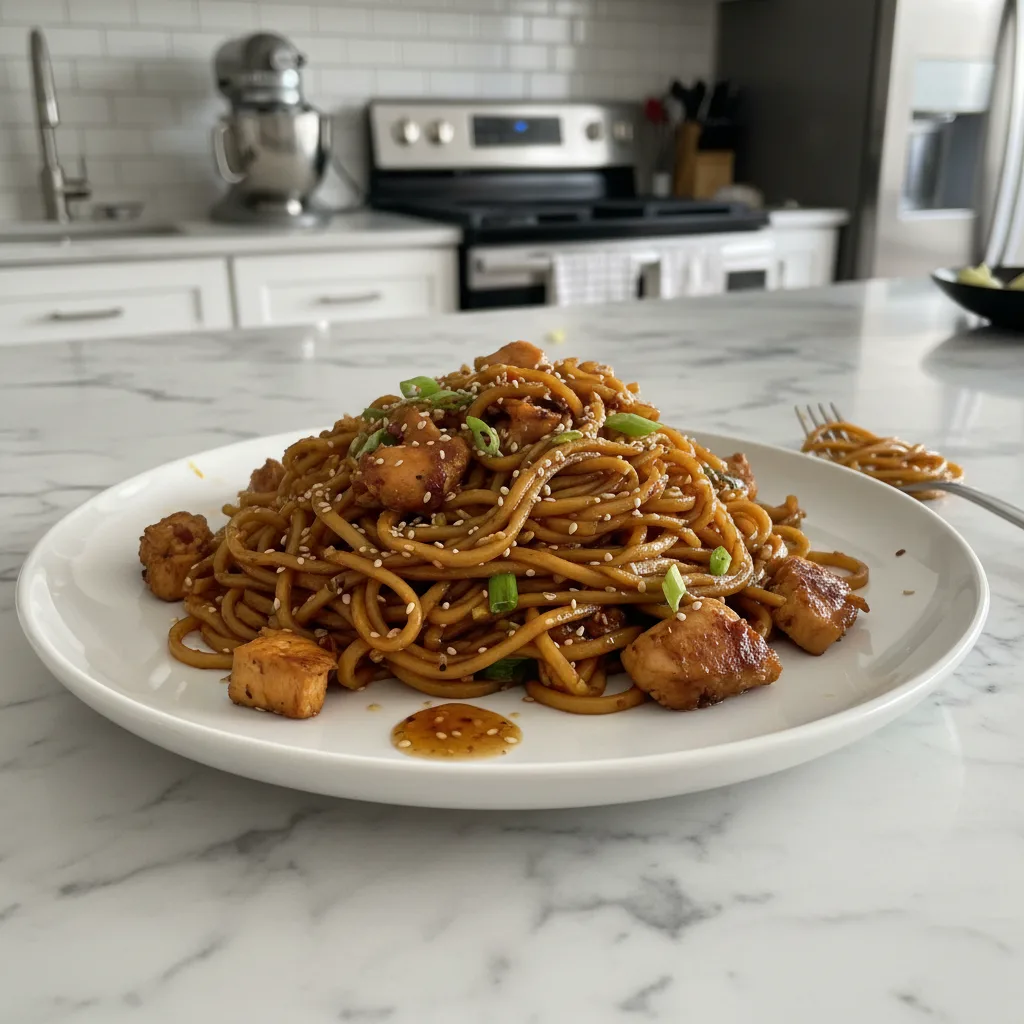 Sticky Garlic Chicken Noodles: Quick Weeknight Flavor 4 Recipe image