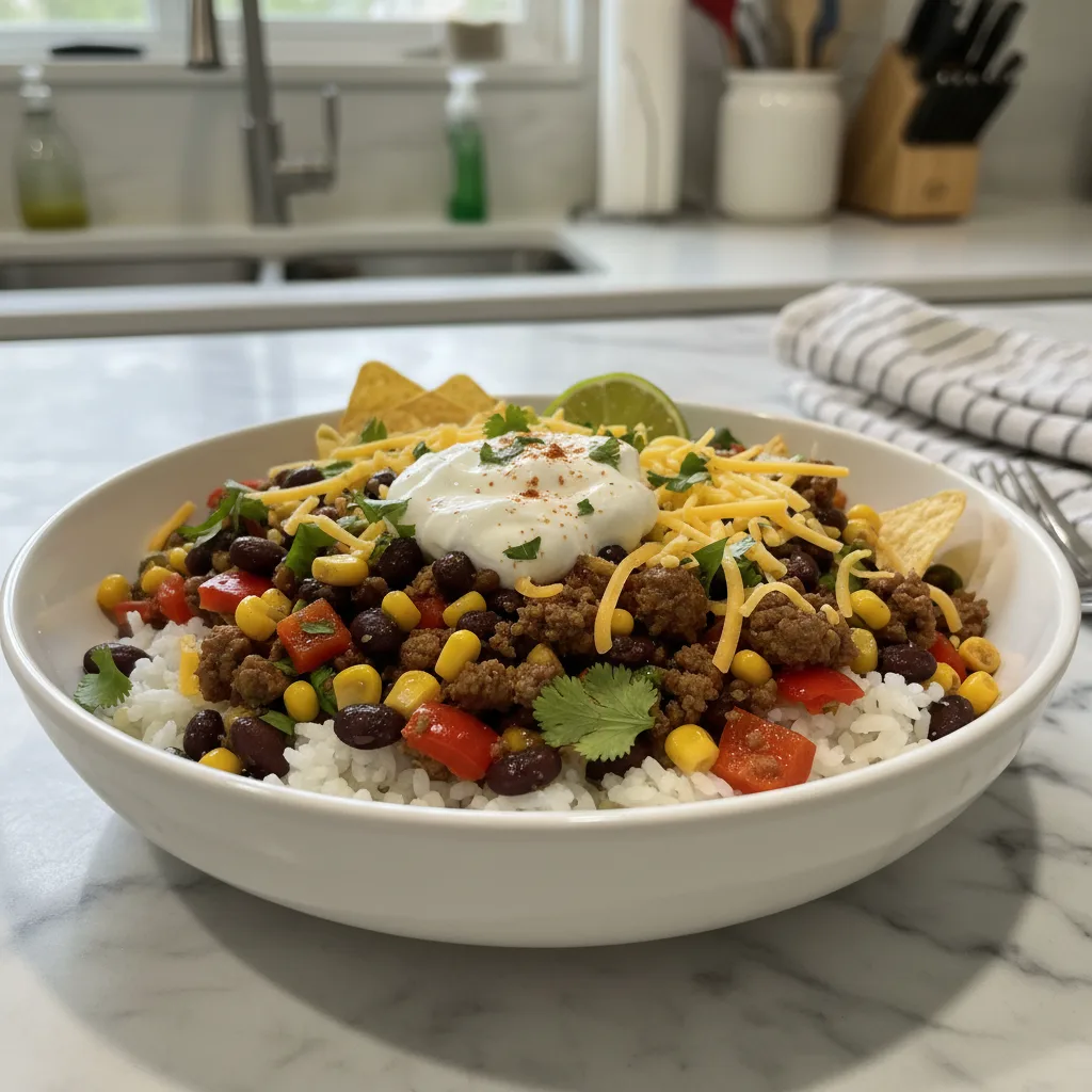 The Ultimate Easy Taco Rice Bowl: Your New Go-To Healthy Dinner 4 Recipe image