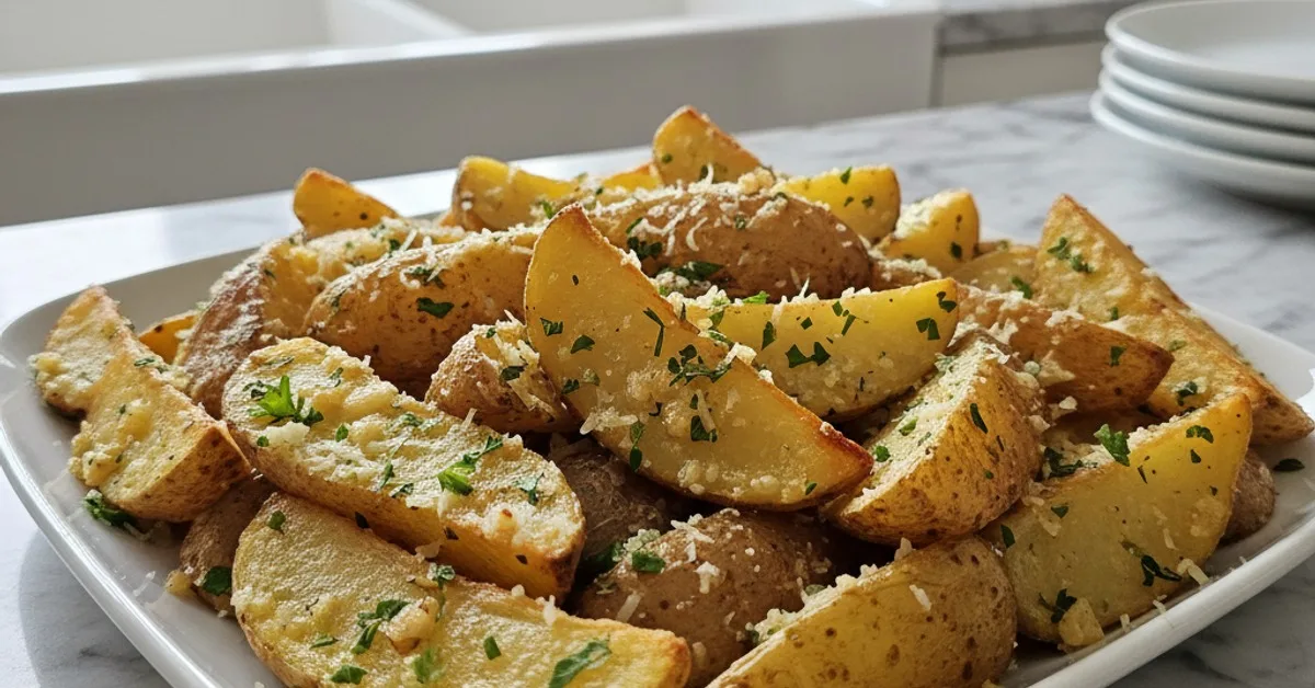 Irresistible Garlic Parmesan Potato Wedges: Easy Baked Perfection 4 Recipe image
