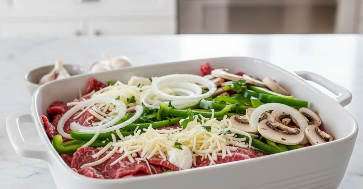 The Ultimate High Protein Low Carb Philly Cheesesteak Casserole 5 Recipe image