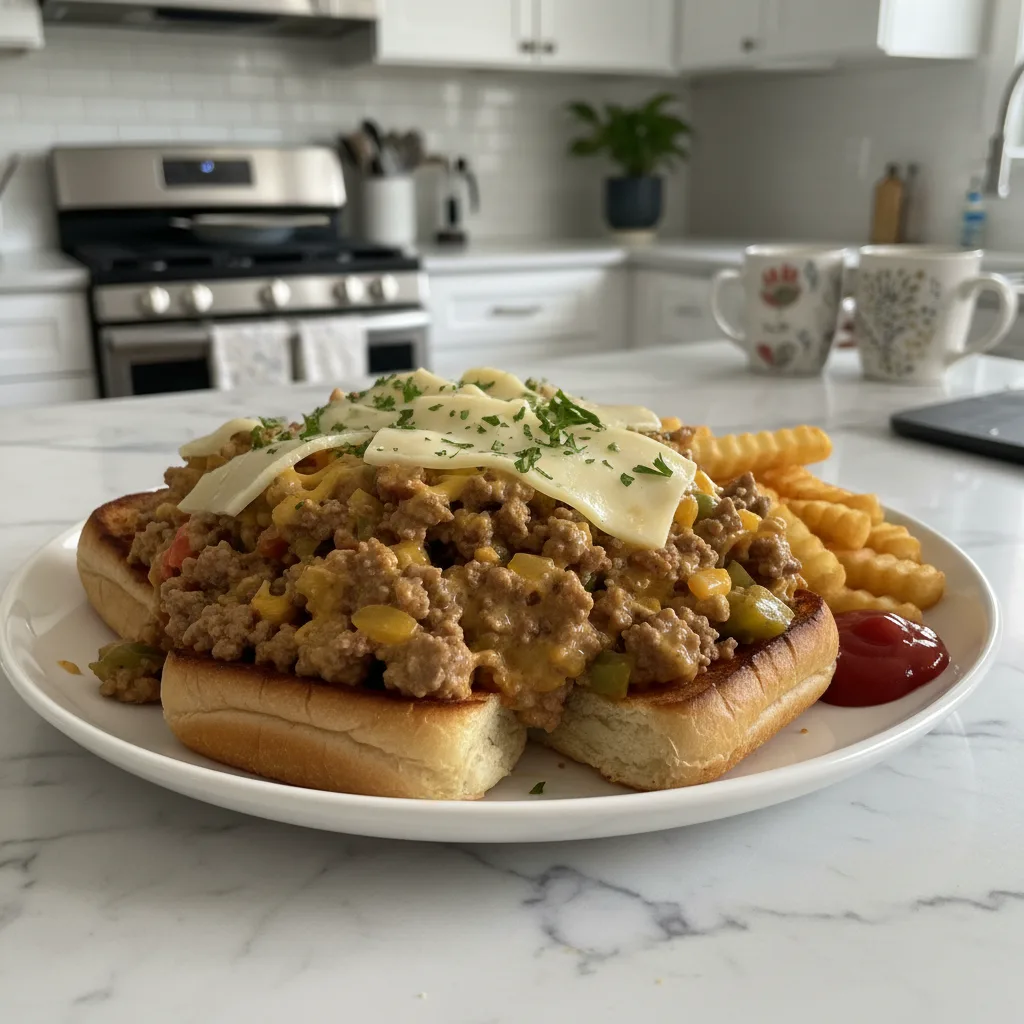 Philly Cheesesteak Sloppy Joes: Skillet Comfort