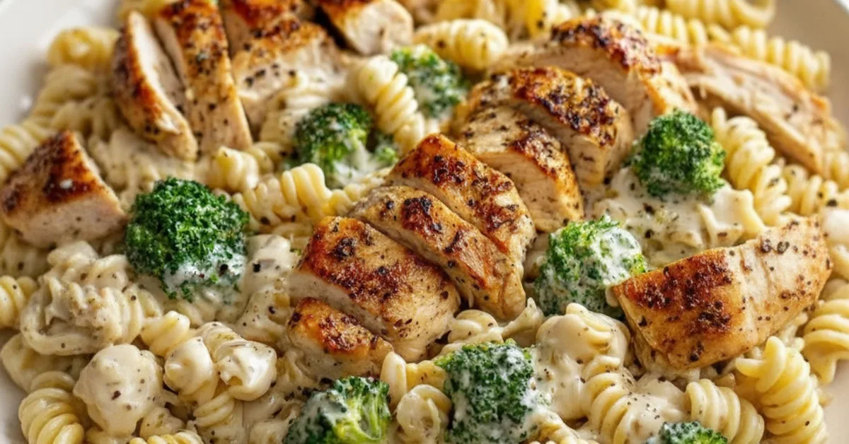 Quick & Easy High Protein Rotisserie Chicken Broccoli Pasta 4 Recipe image