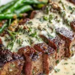 the ultimate garlic butter steak with parmesan cream sauce featured