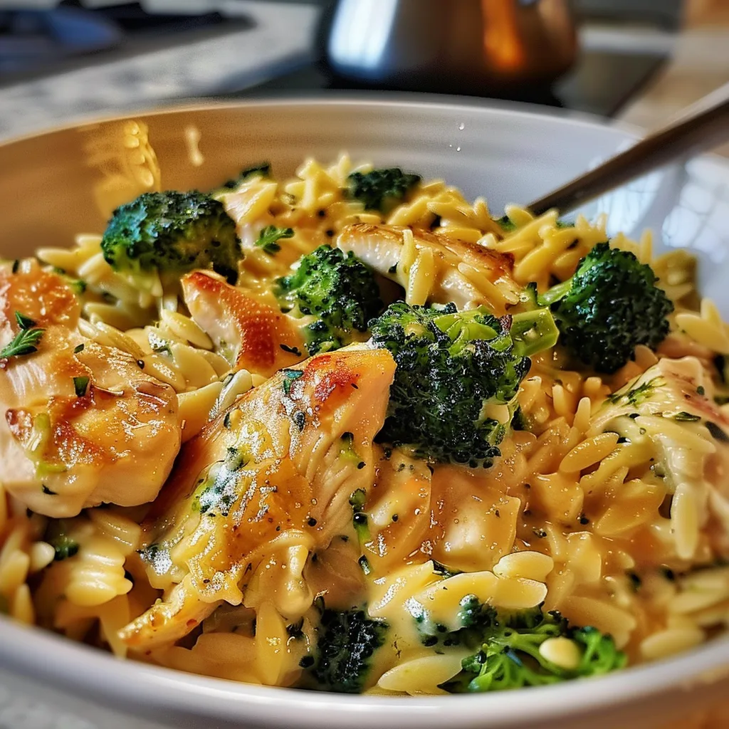 The Ultimate Cheesy Chicken Broccoli Orzo You'll Crave Weekly 4 Recipe image