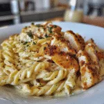 Twisted Pasta with Honey Garlic Chicken and Parmesan Cream
